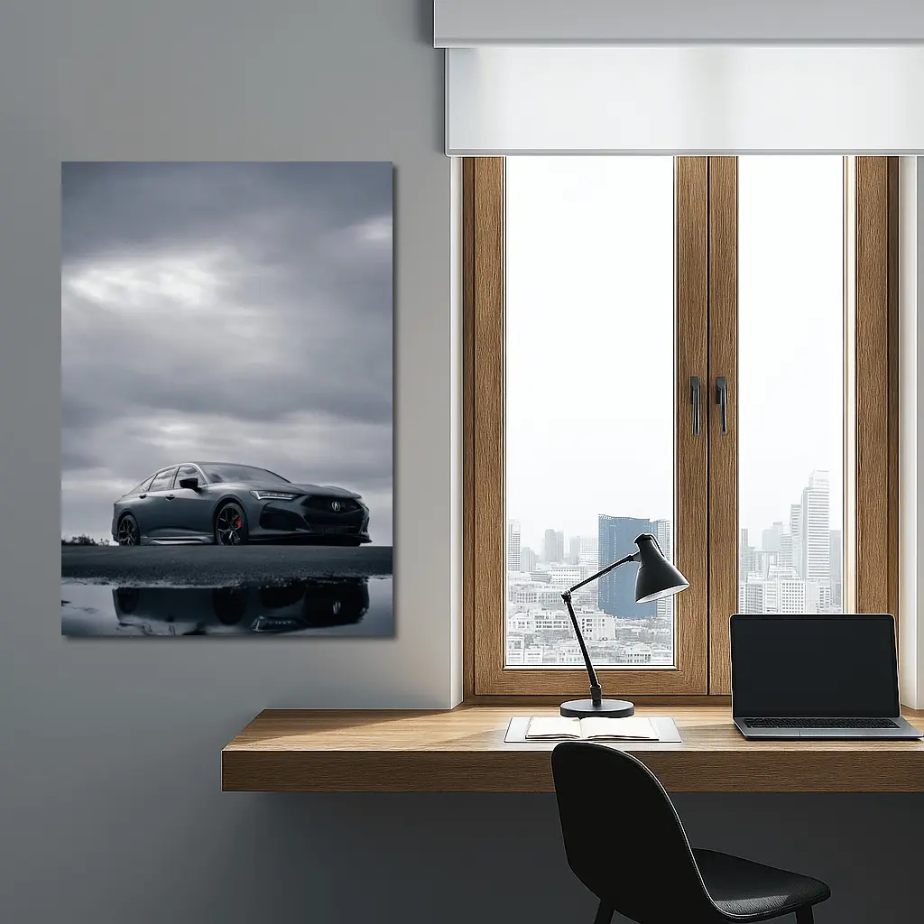 Acura TLX Matte Gray Cloudy Sky Reflection – Wall Art