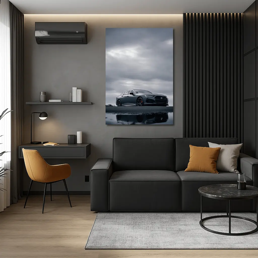 Acura TLX Matte Gray Cloudy Sky Reflection – Wall Art