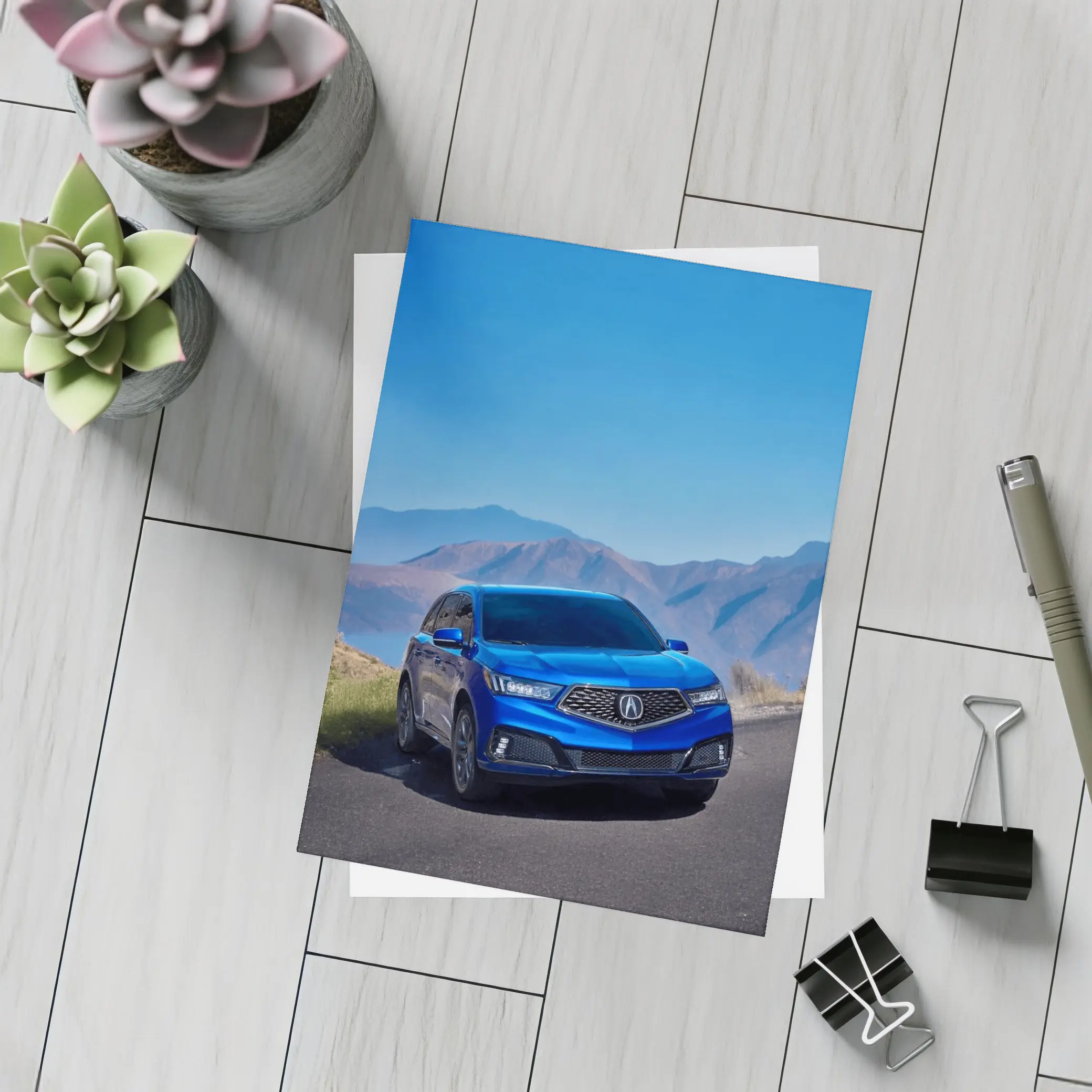 Acura MDX Blue SUV Mountain Road – Postcards