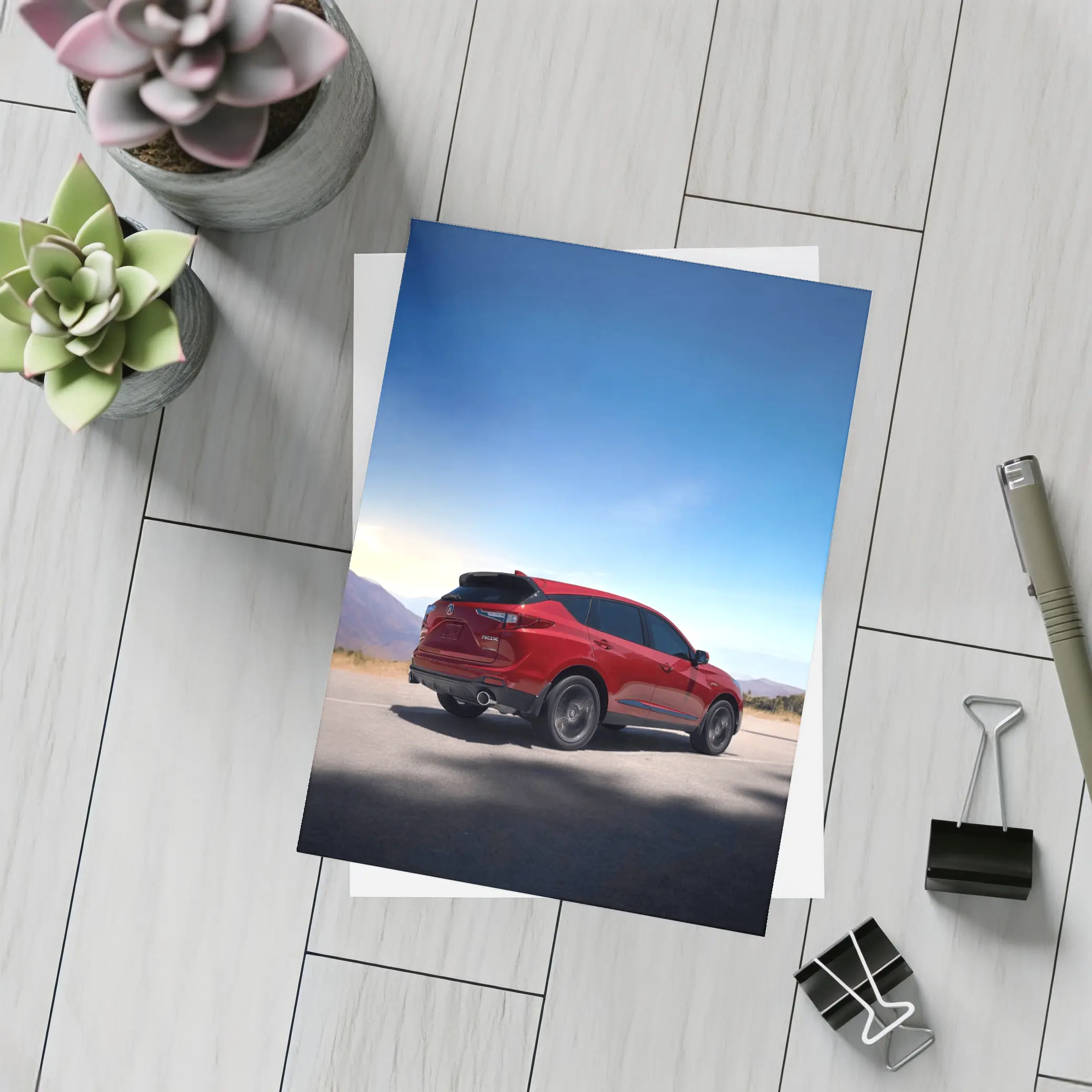 Acura RDX Red SUV Mountain Road View – Postcards