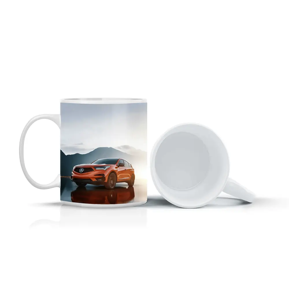 Acura RDX Orange SUV Mountain Lake Reflection – Mugs