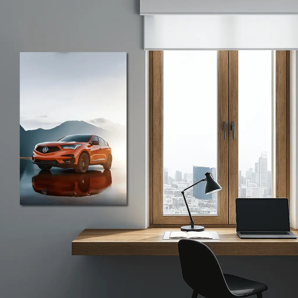 Acura RDX Orange SUV Mountain Lake Reflection – Wall Art
