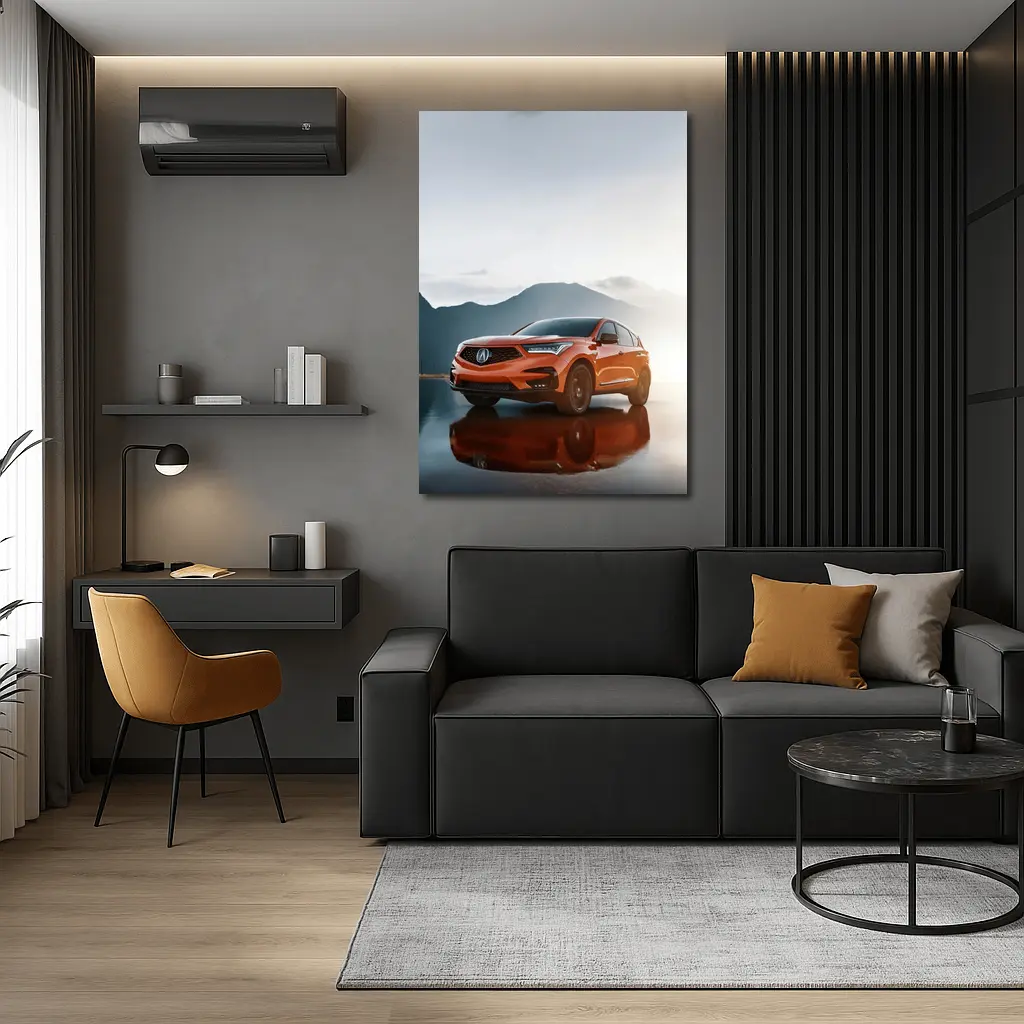 Acura RDX Orange SUV Mountain Lake Reflection – Wall Art