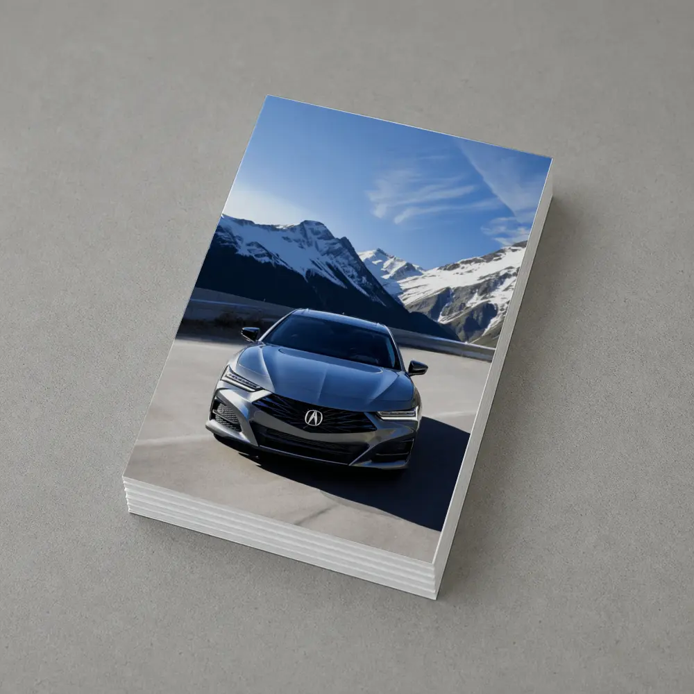 Acura TLX Front View Snowy Mountain Road – Postcards