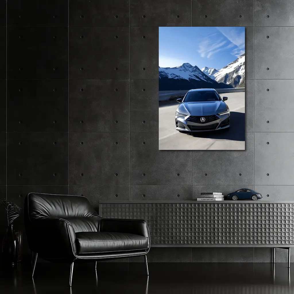 Acura TLX Front View Snowy Mountain Road – Wall Art