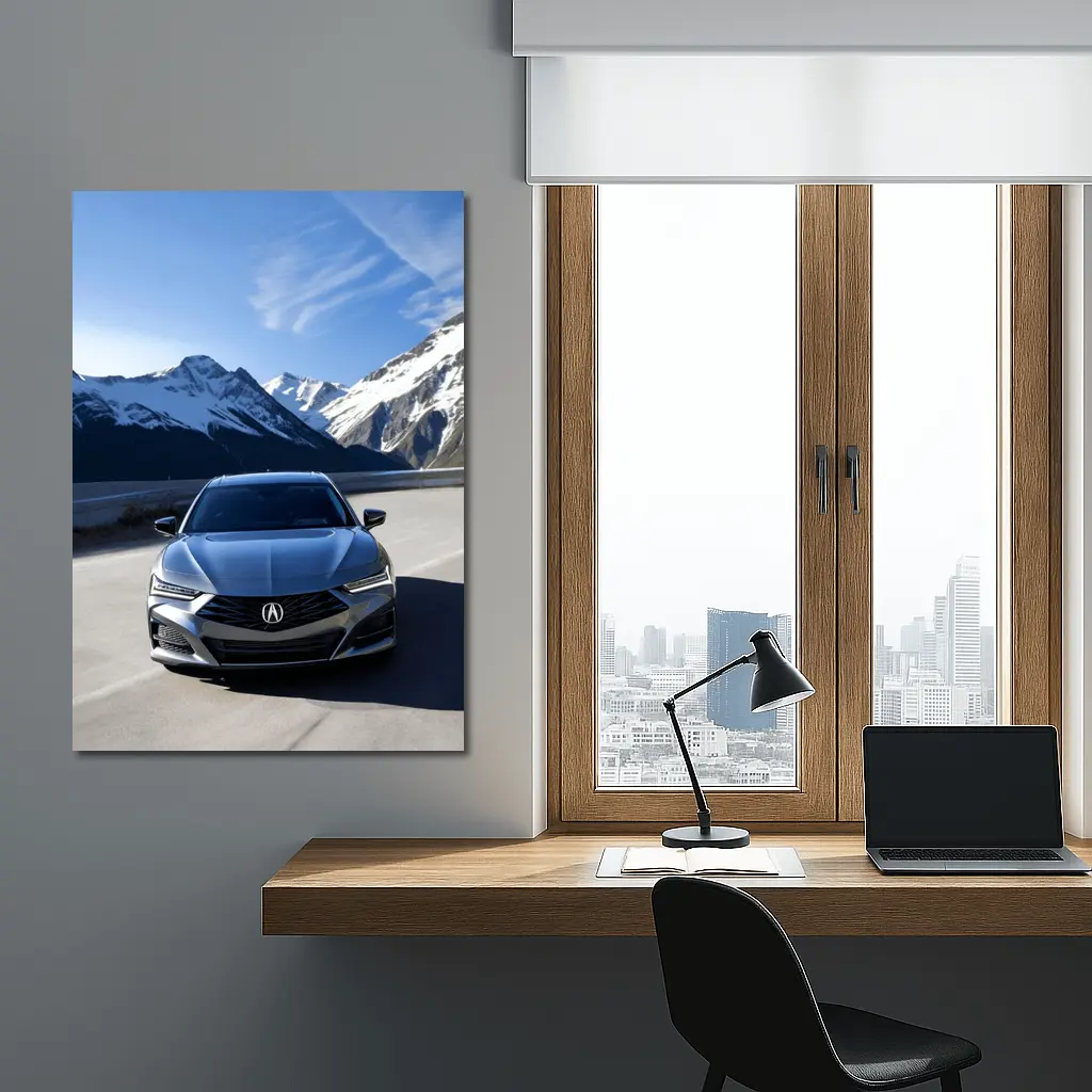 Acura TLX Front View Snowy Mountain Road – Wall Art