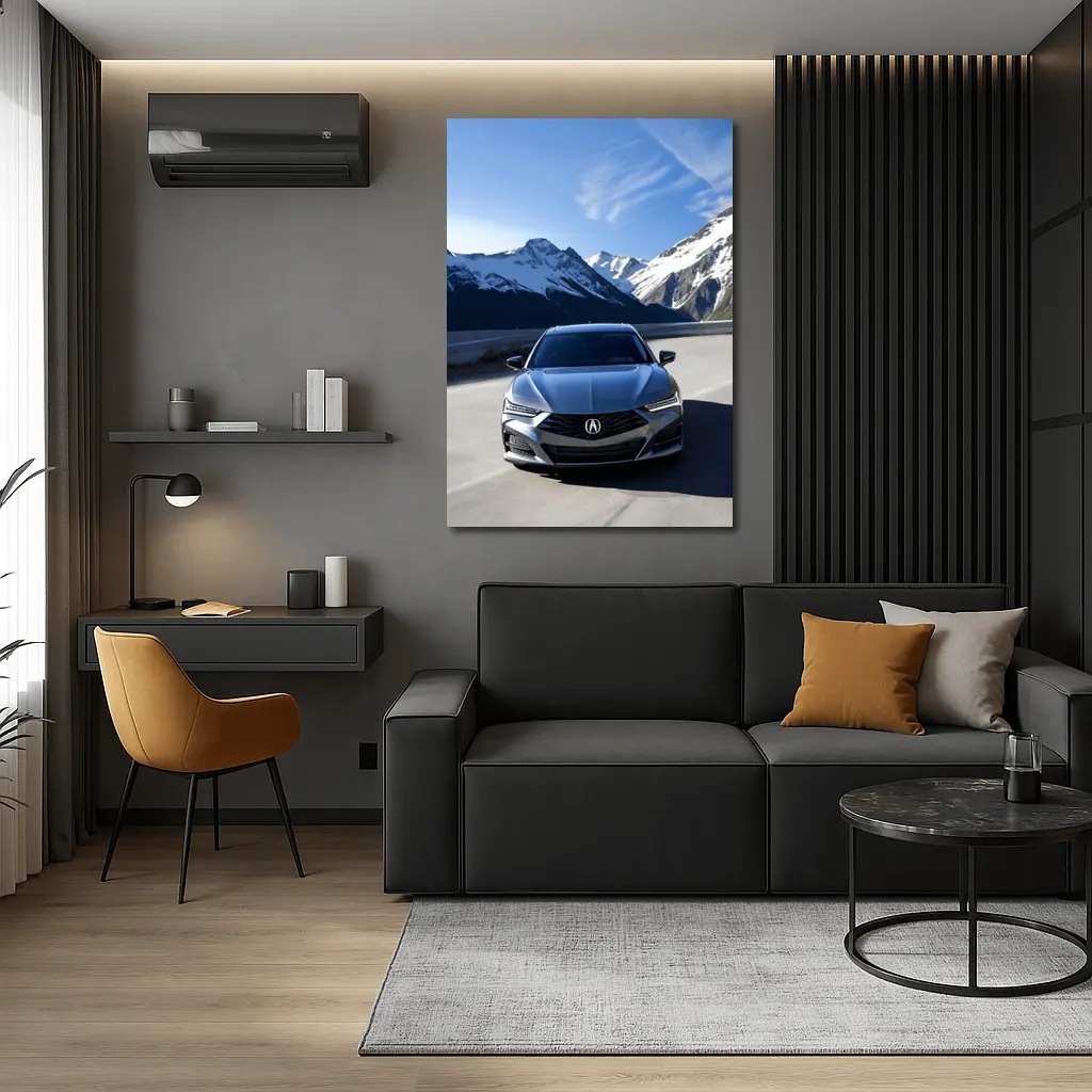 Acura TLX Front View Snowy Mountain Road – Wall Art
