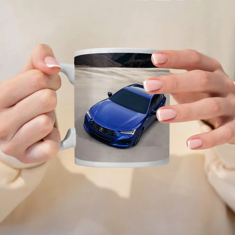 Acura TLX Blue Sedan Desert Mountain Background – Mugs