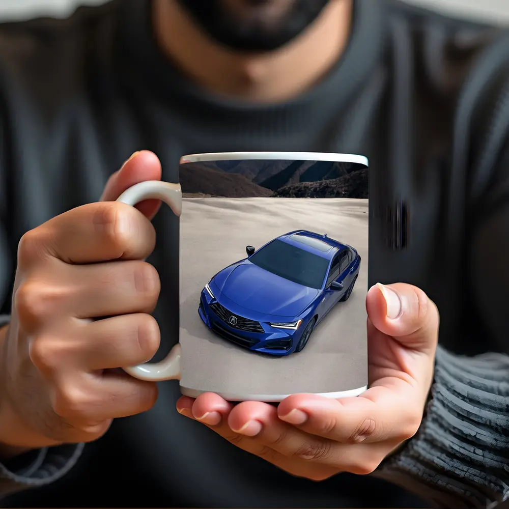 Acura TLX Blue Sedan Desert Mountain Background – Mugs