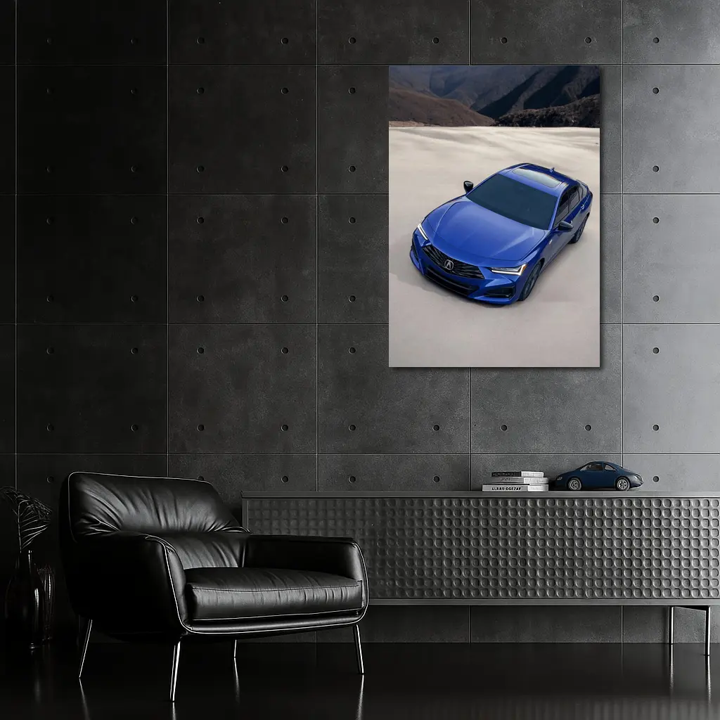 Acura TLX Blue Sedan Desert Mountain Background – Wall Art