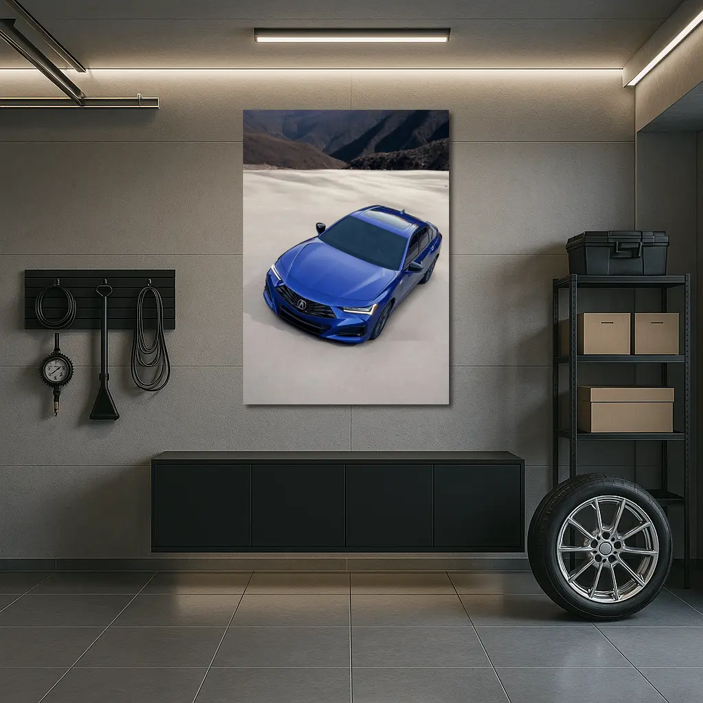 Acura TLX Blue Sedan Desert Mountain Background – Wall Art