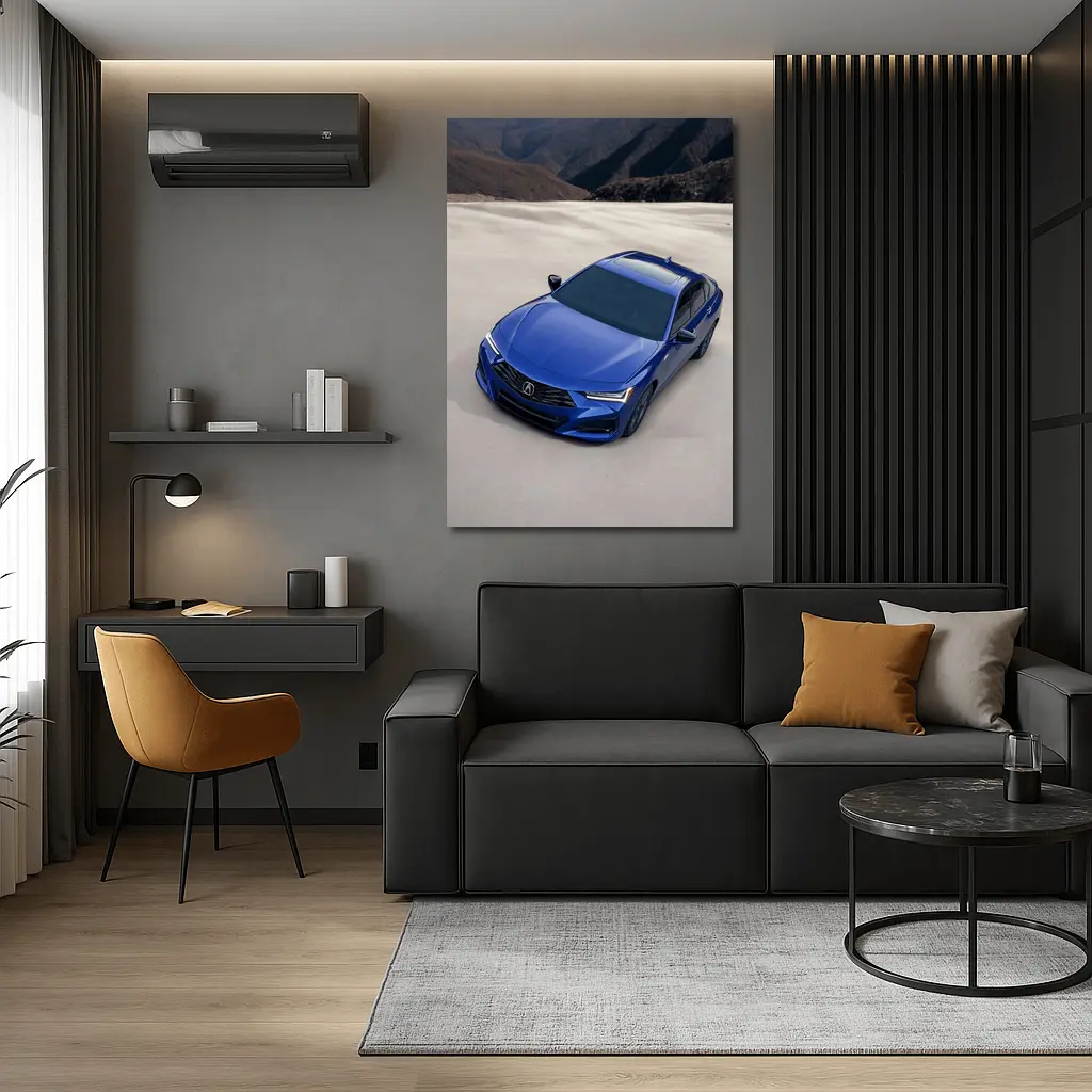 Acura TLX Blue Sedan Desert Mountain Background – Wall Art