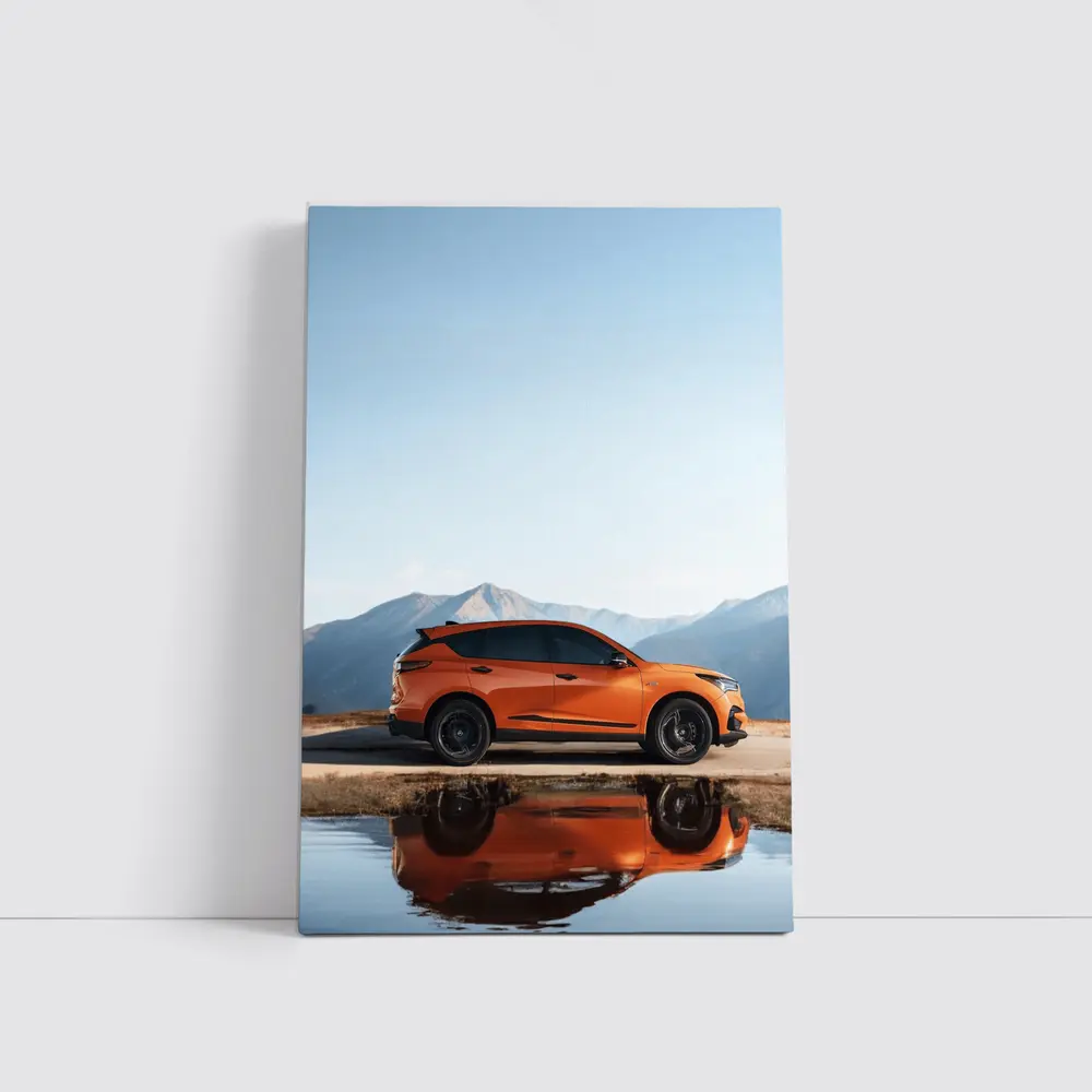 Acura MDX Orange SUV Mountain Reflection – Wall Art