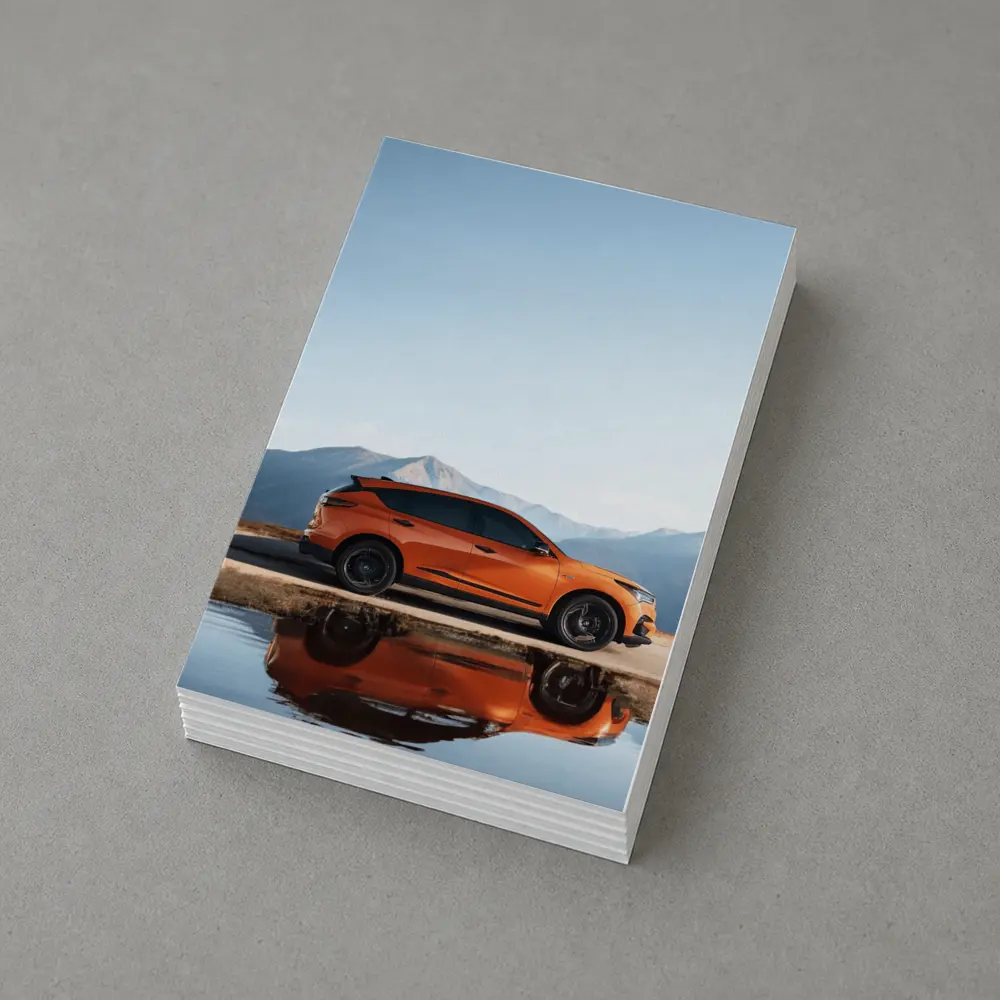 Acura MDX Orange SUV Mountain Reflection – Postcards