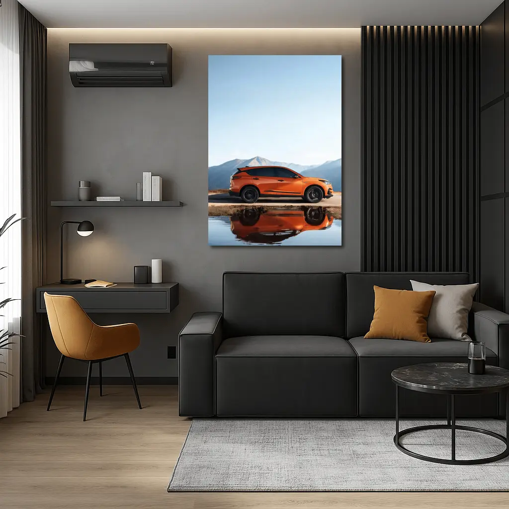Acura MDX Orange SUV Mountain Reflection – Wall Art