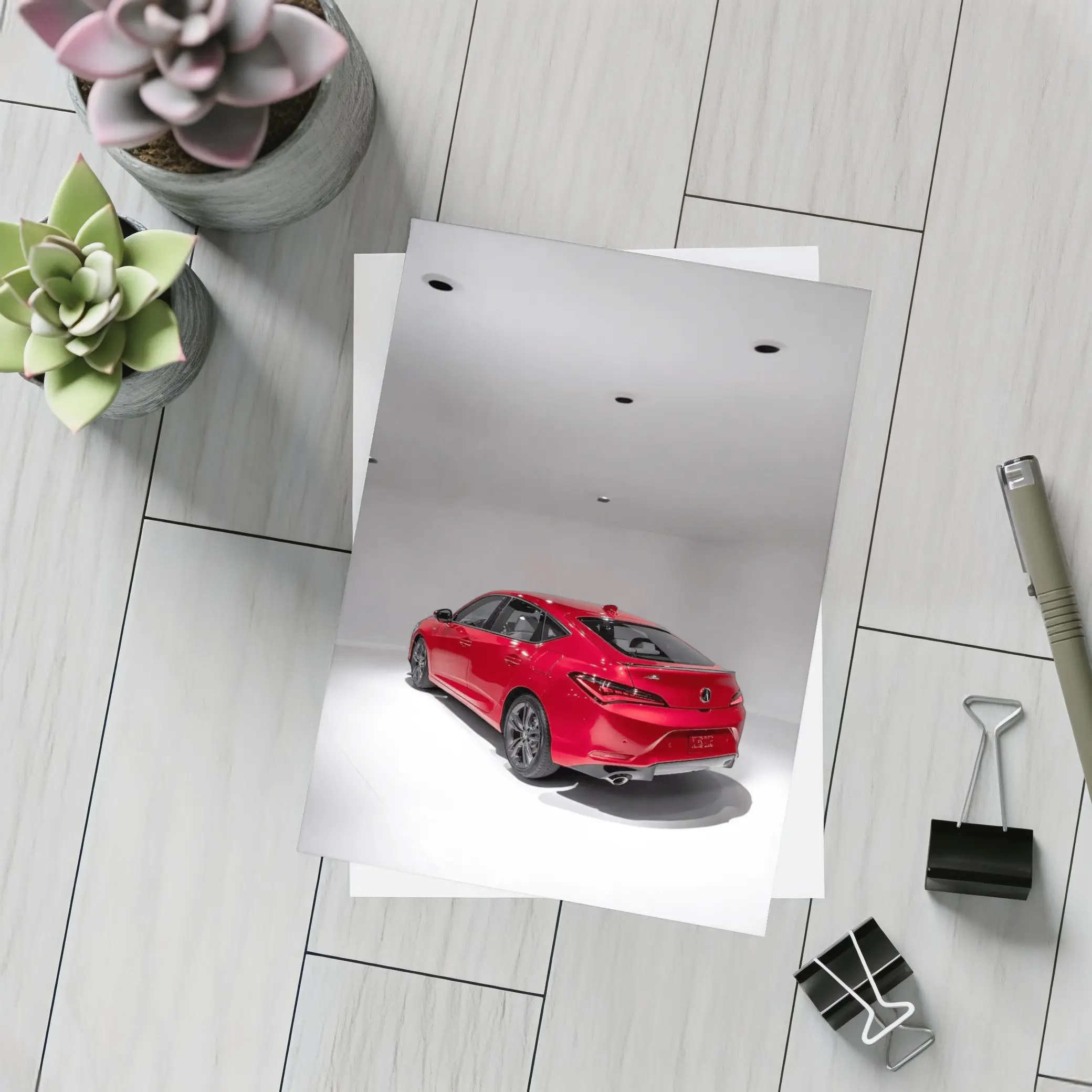 Acura TLX Red Sedan Studio White Background – Postcards