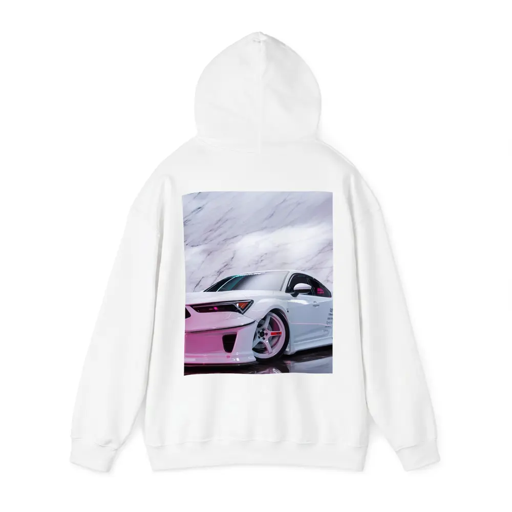 White Acura Wide Body Car Marble Background – Hoodies