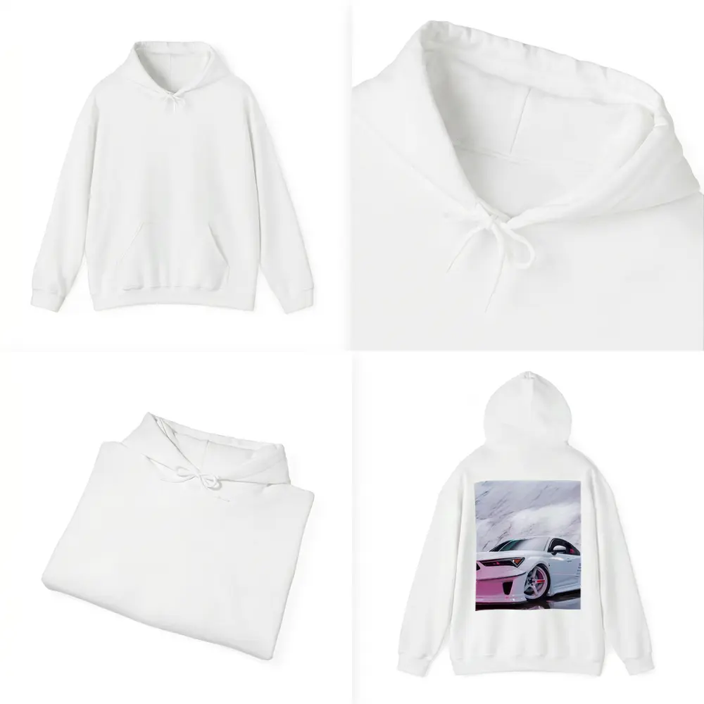 White Acura Wide Body Car Marble Background – Hoodies
