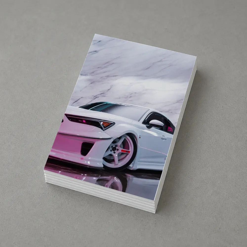 White Acura Wide Body Car Marble Background – Postcards