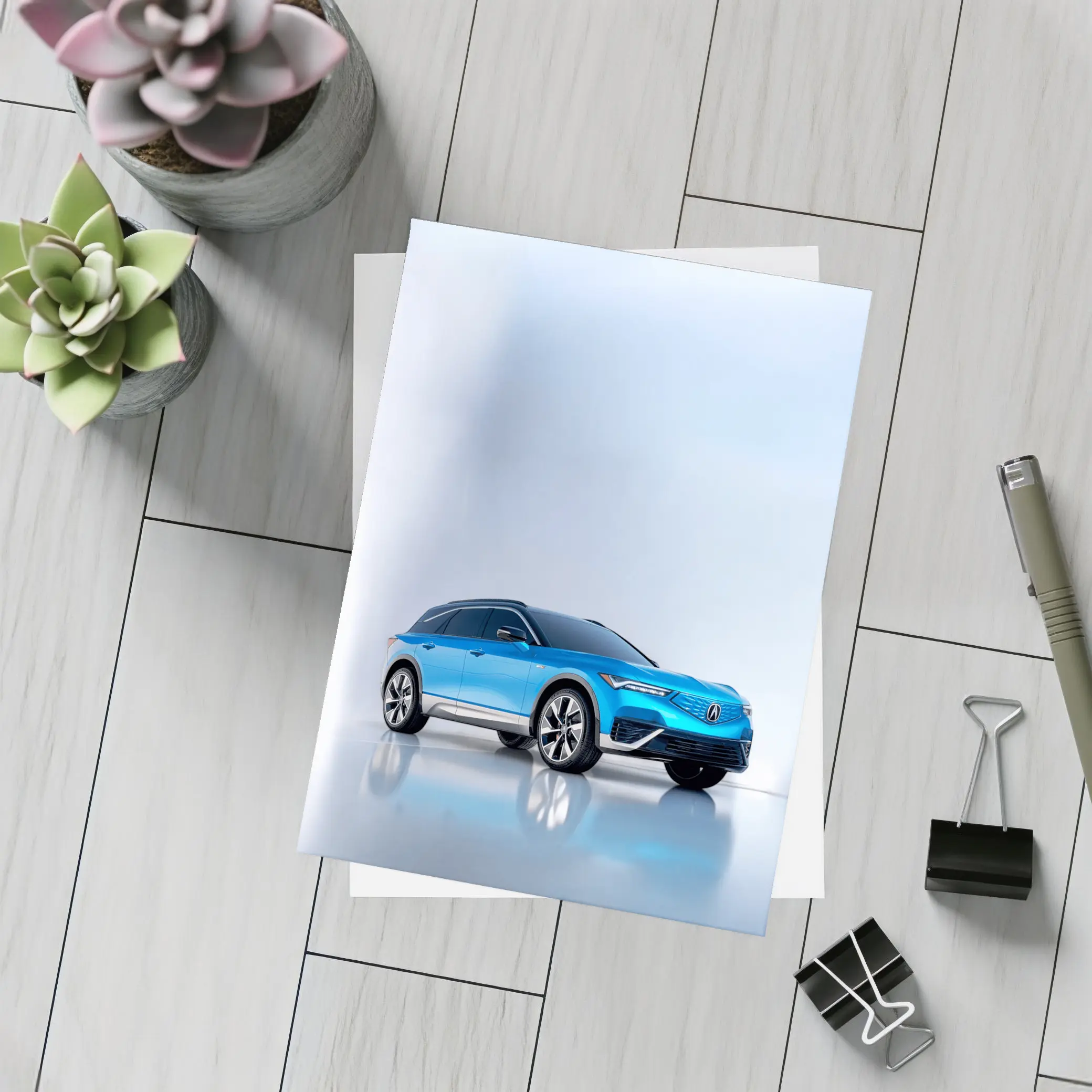 Acura MDX Blue SUV Studio Shot – Postcards