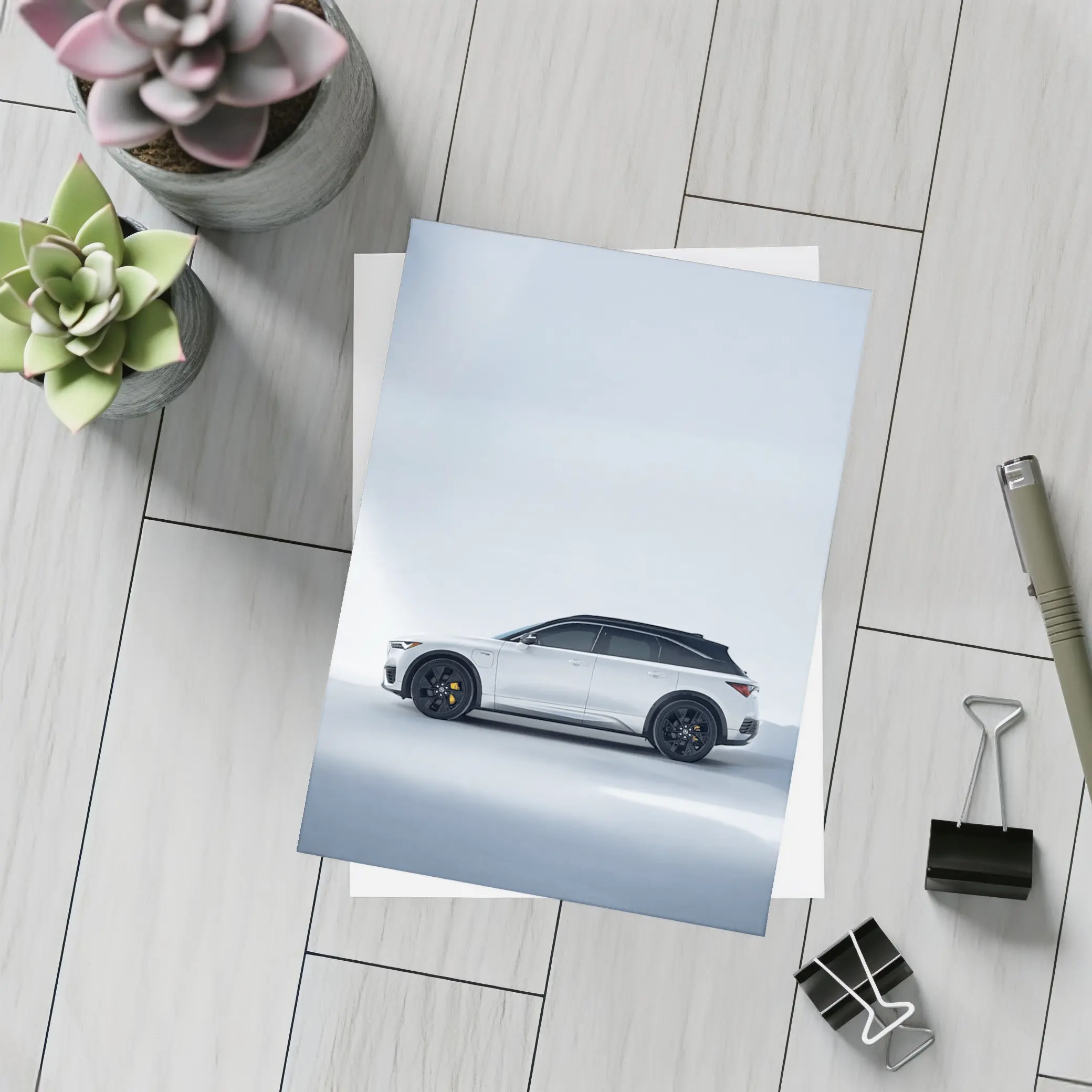 Acura QX SUV White Studio Profile View – Postcards