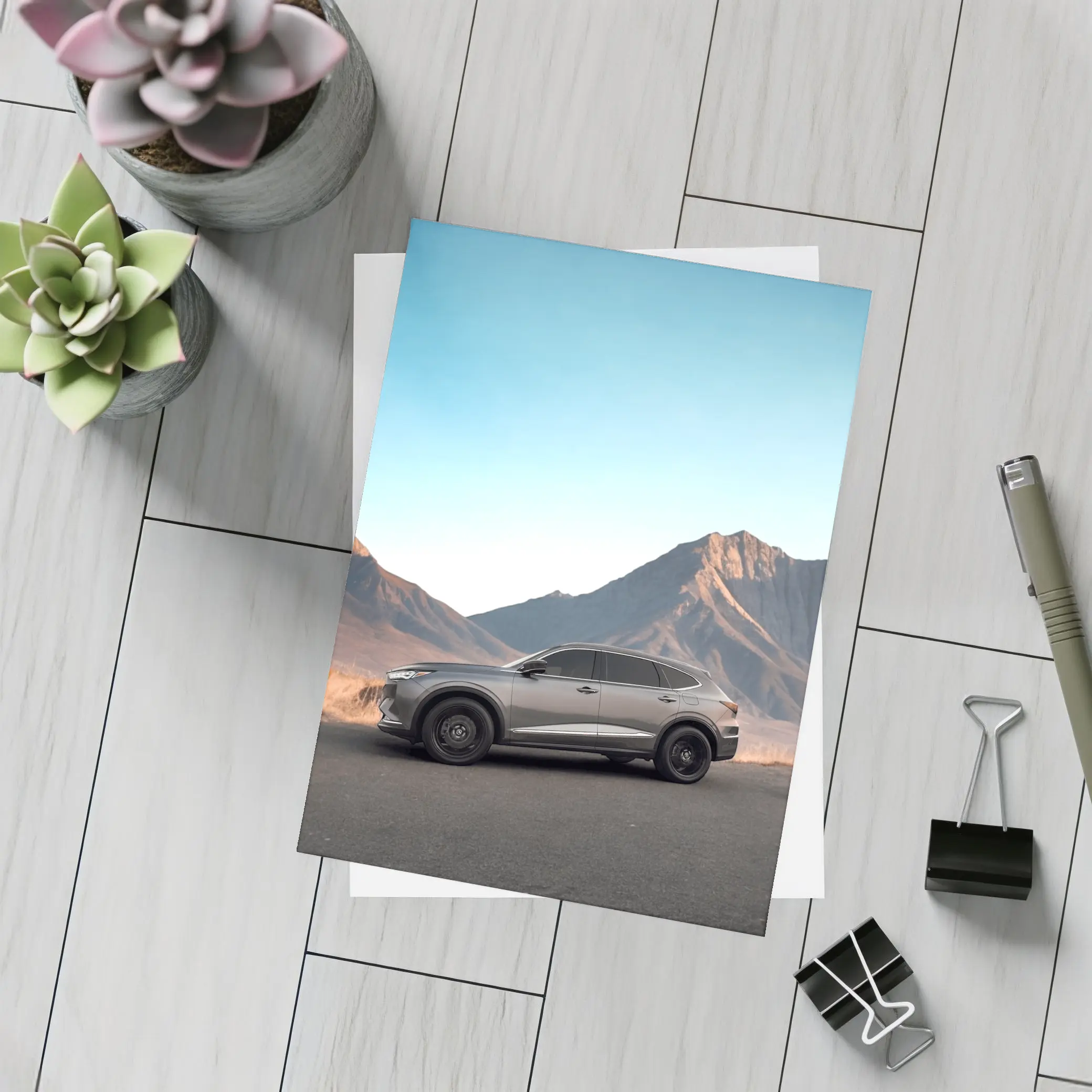 Acura MDX Silver SUV Mountain Desert Road – Postcards