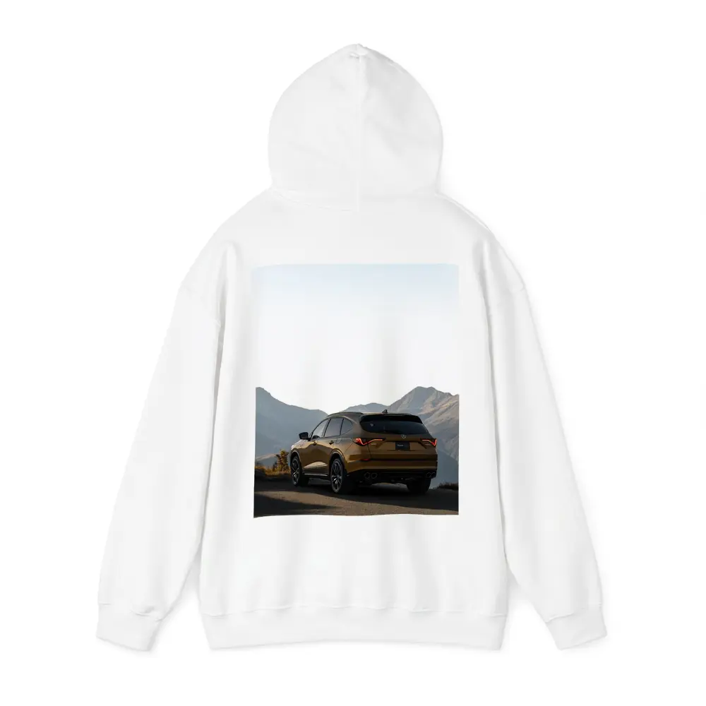 Acura MDX Gold SUV Mountain Backdrop – Hoodies