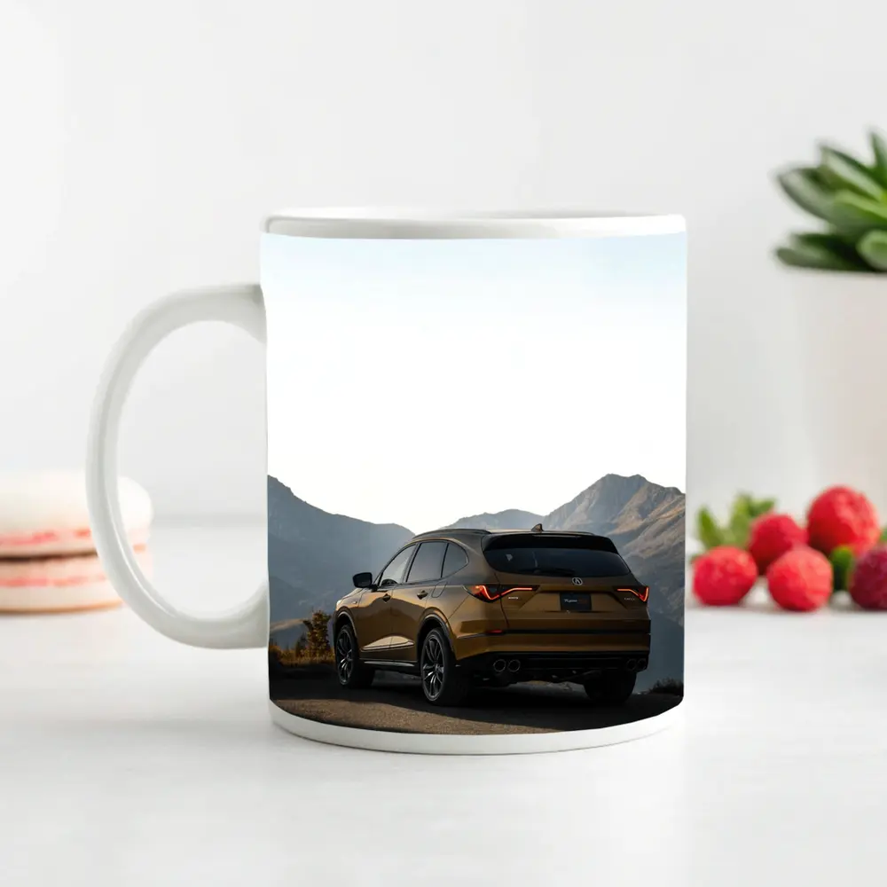 Acura MDX Gold SUV Mountain Backdrop – Mugs