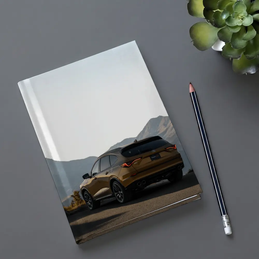 Acura MDX Gold SUV Mountain Backdrop – Notebooks