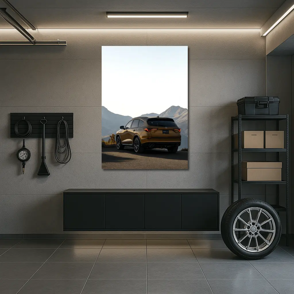 Acura MDX Gold SUV Mountain Backdrop – Wall Art