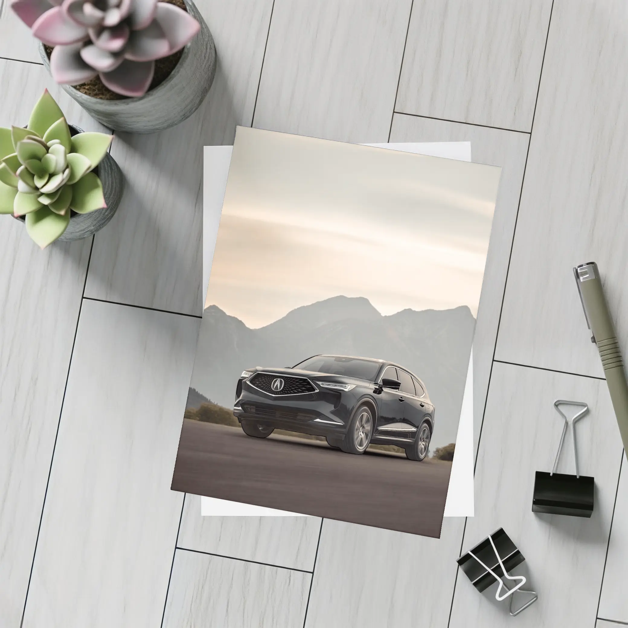 Acura MDX Dark SUV Mountain Backdrop – Postcards