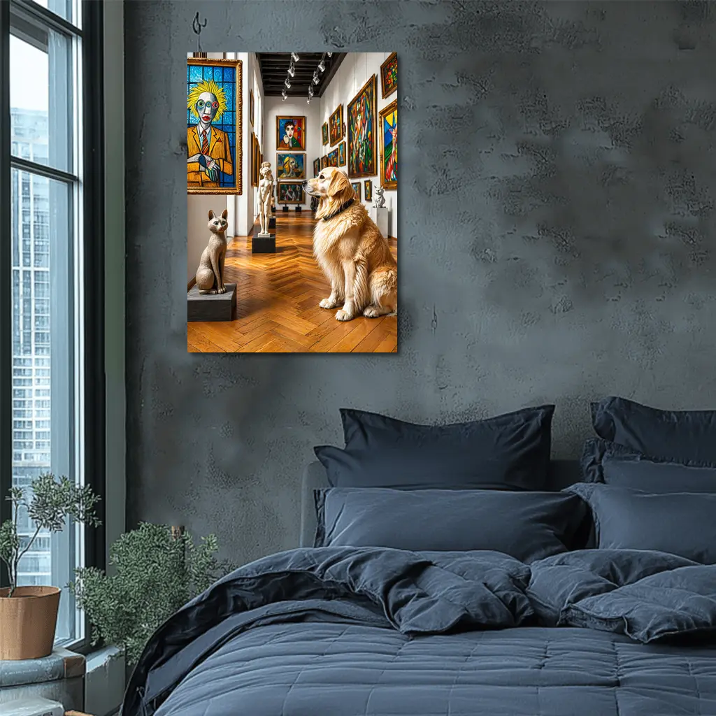 Golden Retriever Dog in Colorful Art Gallery – Wall Art