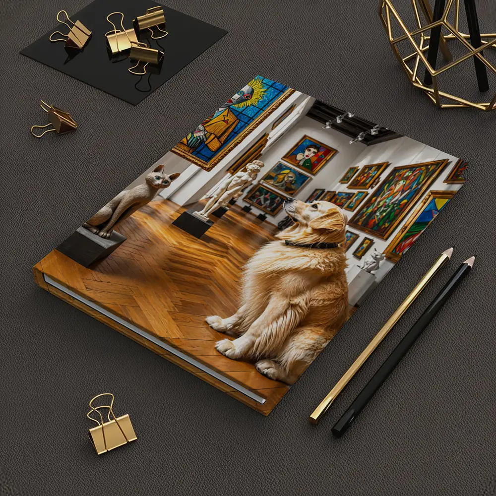 Golden Retriever Dog in Colorful Art Gallery – Notebooks