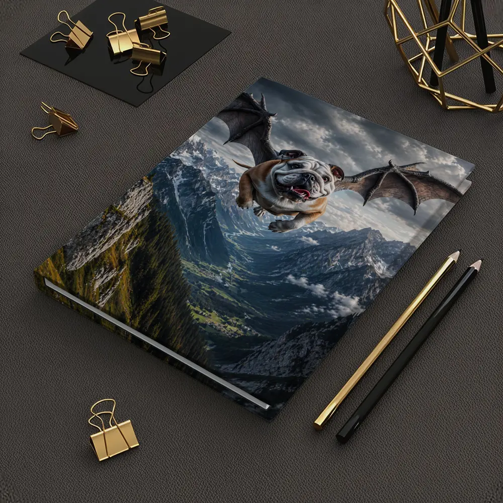 Bulldog Dragon Wings Flying Mountain Valley – Notebooks