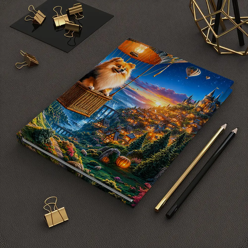 Pomeranian Dog Hot Air Balloon Fantasy Castle – Notebooks