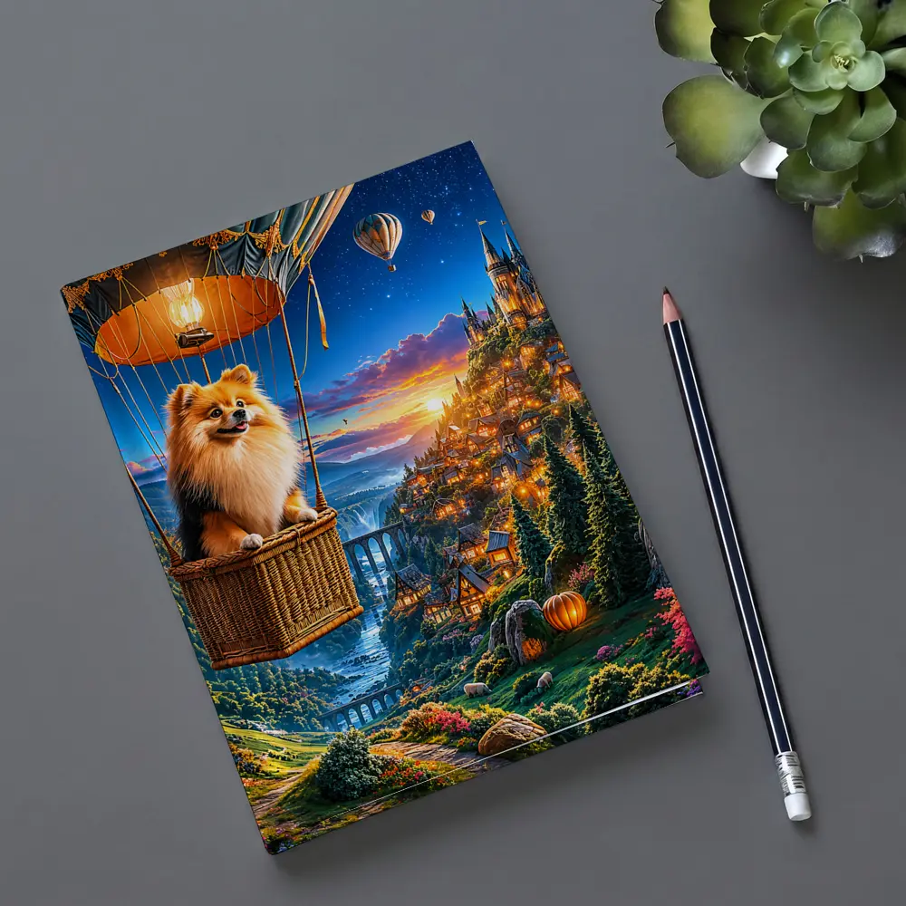 Pomeranian Dog Hot Air Balloon Fantasy Castle – Notebooks