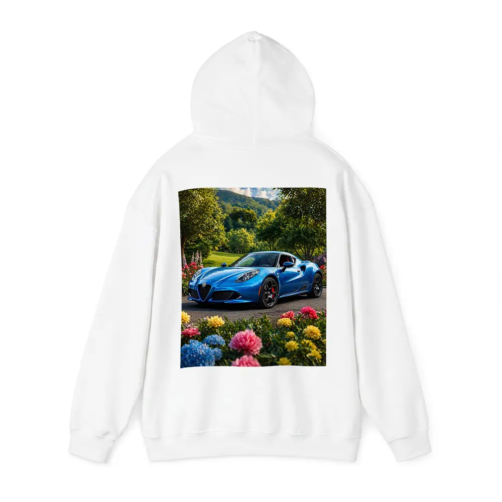 Alfa Romeo 4C Blue Garden Floral Setting – Hoodies