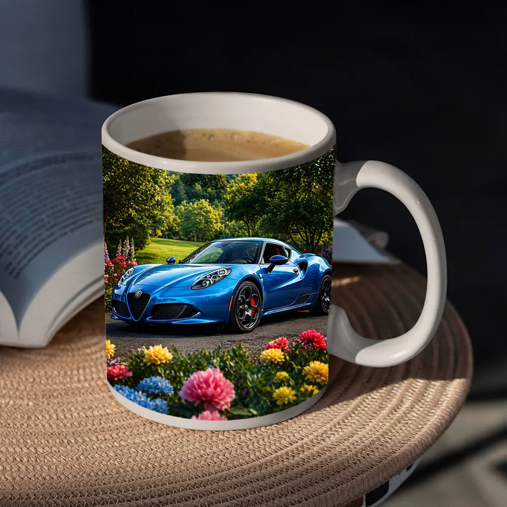 Alfa Romeo 4C Blue Garden Floral Setting – Mugs