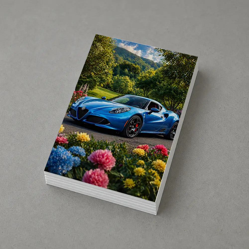 Alfa Romeo 4C Blue Garden Floral Setting – Postcards