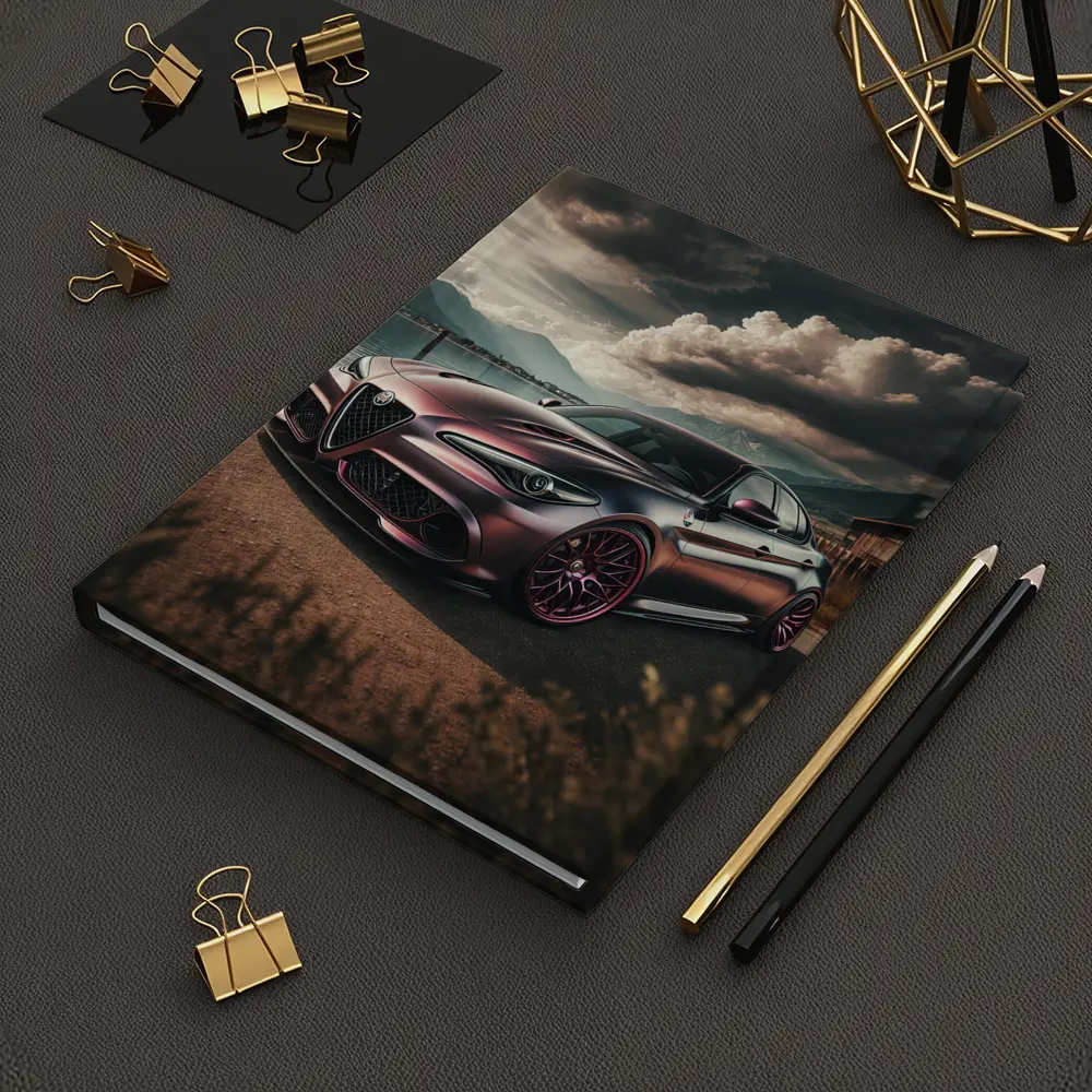 Alfa Romeo Giulia Dark Lake Mountain Scene – Notebooks