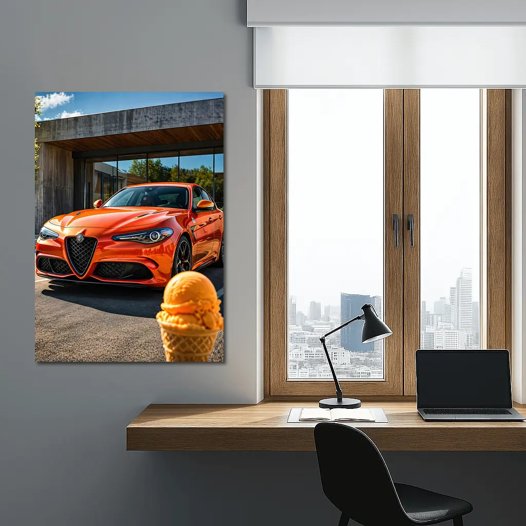 Alfa Romeo Giulia Orange Ice Cream Street – Wall Art