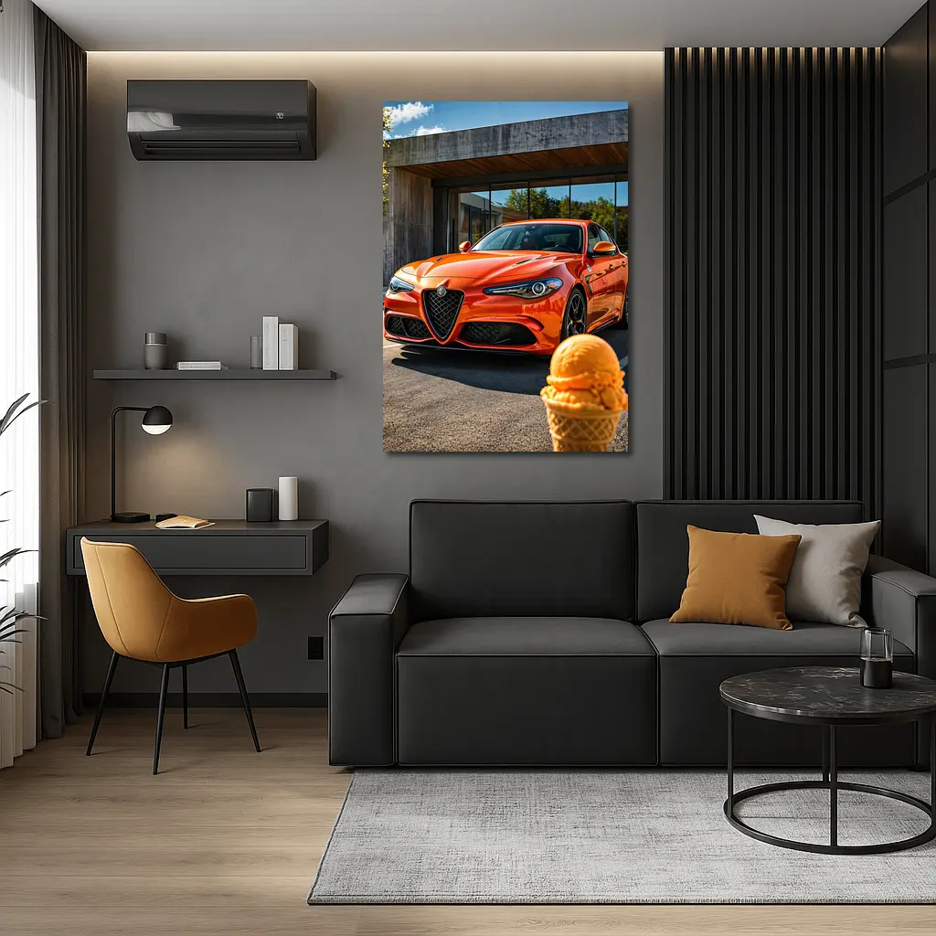 Alfa Romeo Giulia Orange Ice Cream Street – Wall Art