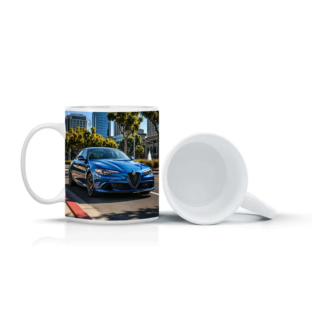 Alfa Romeo Giulia Blue City Street Shot – Mugs