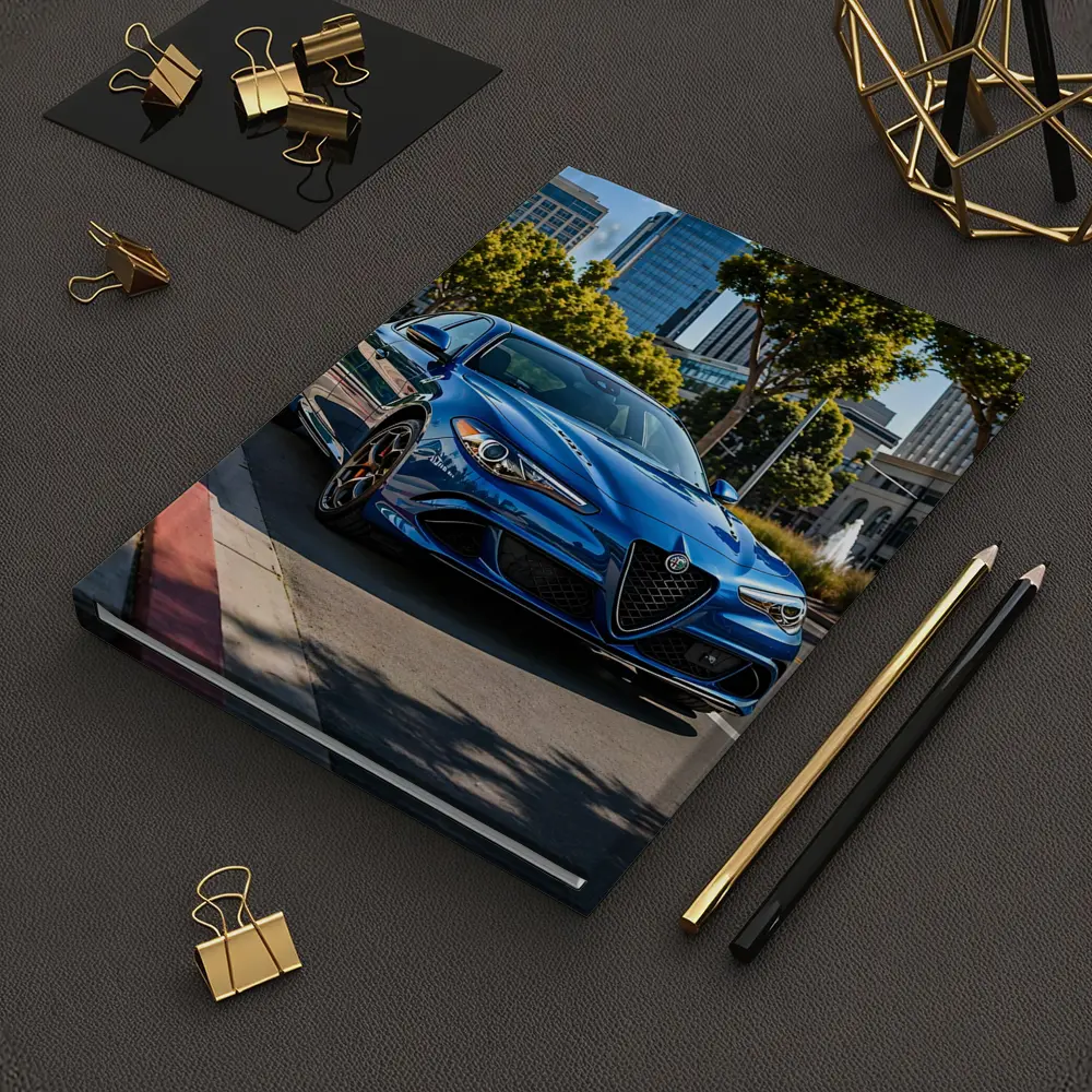 Alfa Romeo Giulia Blue City Street Shot – Notebooks