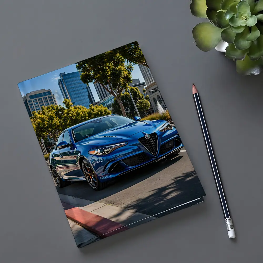 Alfa Romeo Giulia Blue City Street Shot – Notebooks