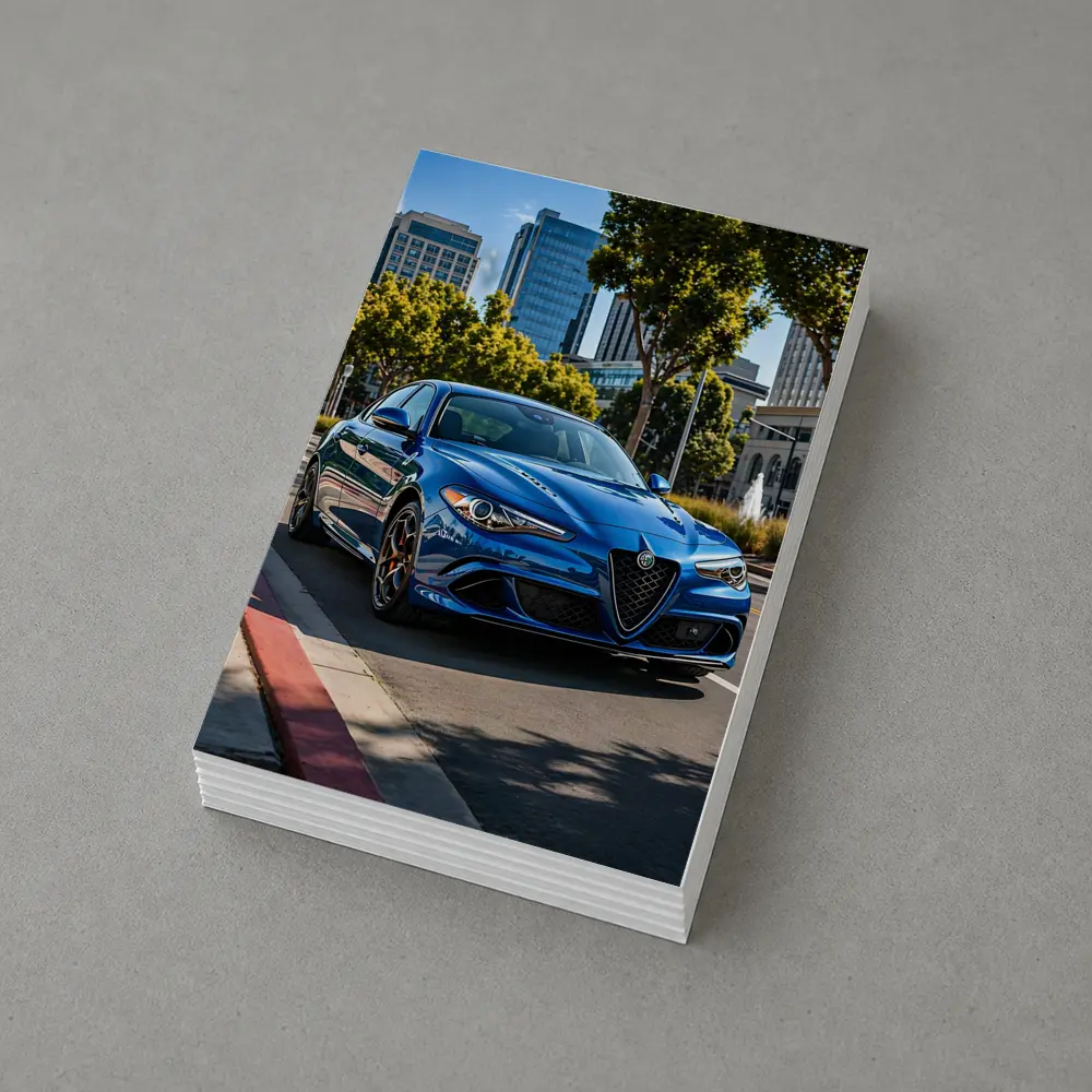 Alfa Romeo Giulia Blue City Street Shot – Postcards