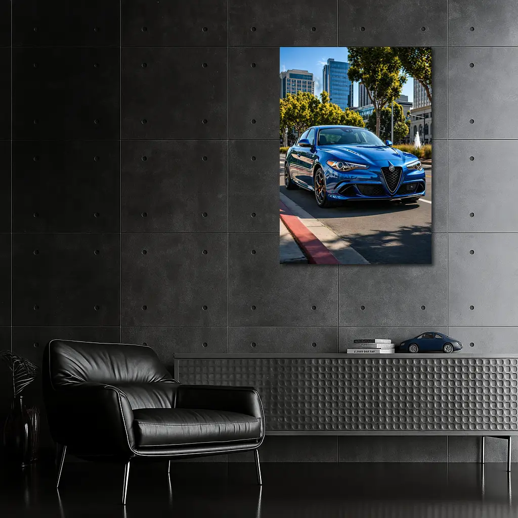 Alfa Romeo Giulia Blue City Street Shot – Wall Art