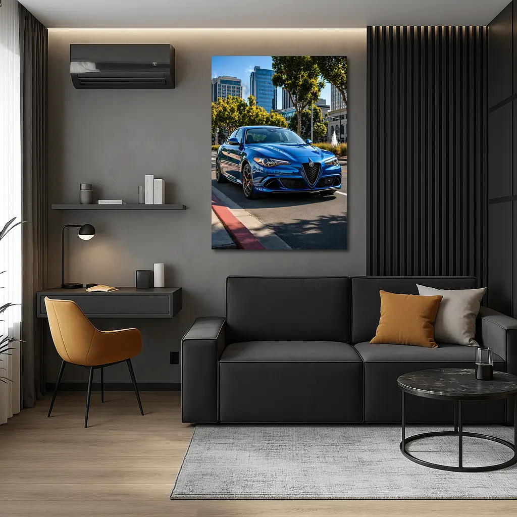 Alfa Romeo Giulia Blue City Street Shot – Wall Art
