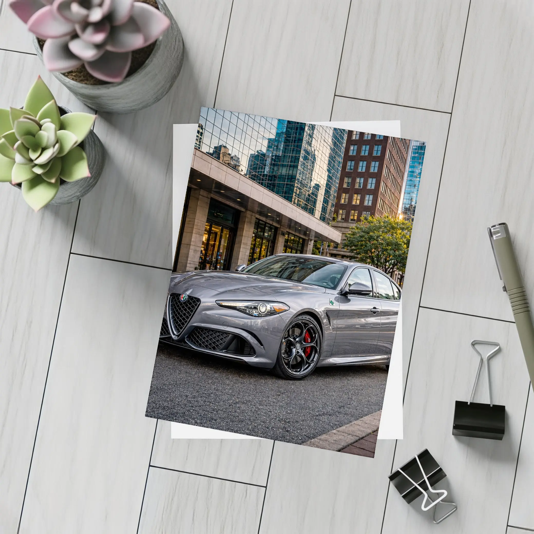 Alfa Romeo Giulia Gray City Street – Postcards