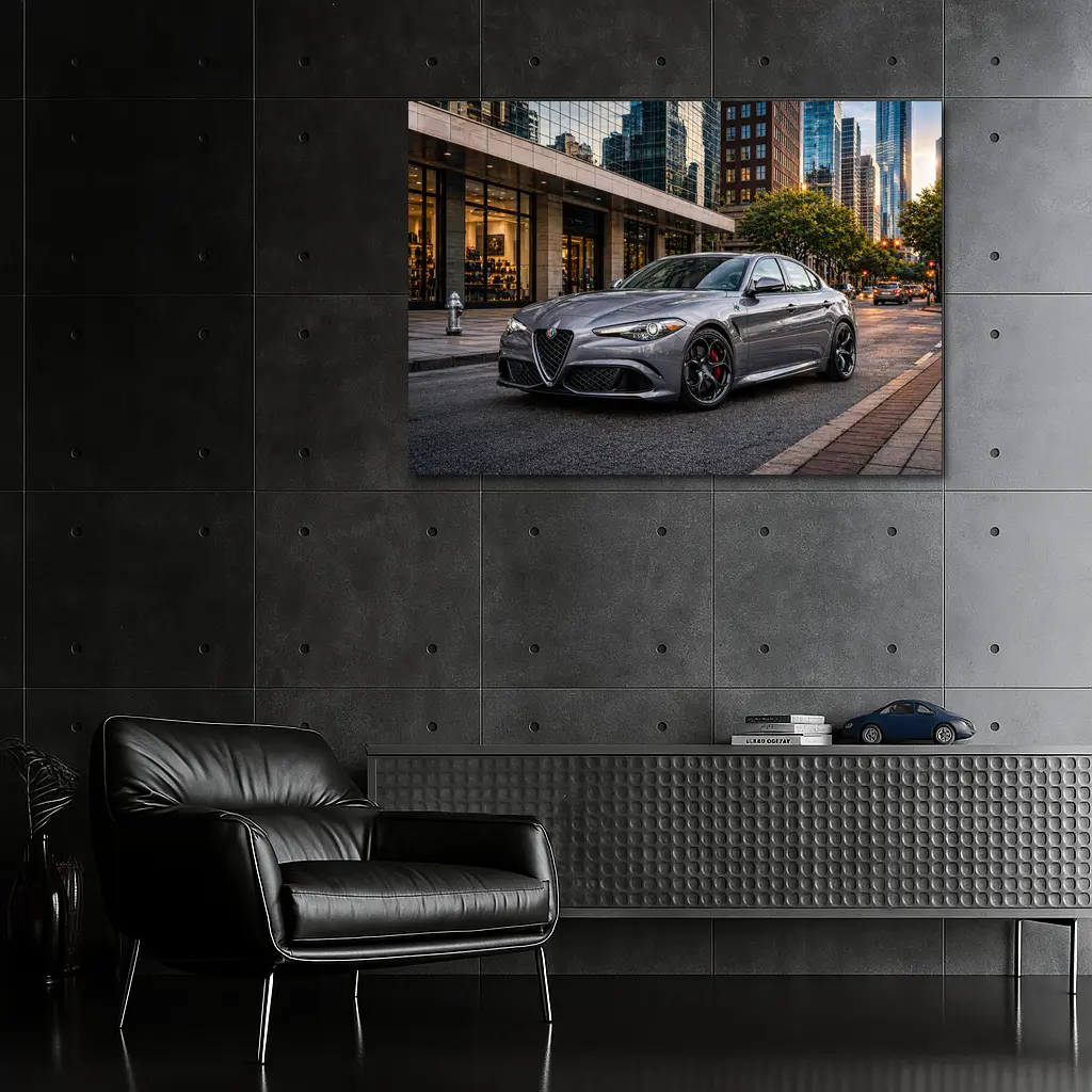 Alfa Romeo Giulia Gray City Street – Wall Art